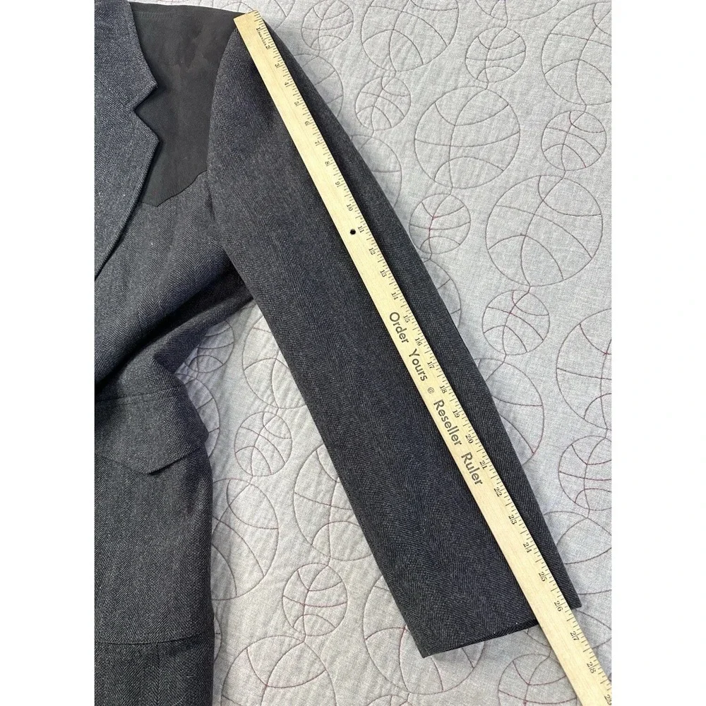 VTG Pendleton Western Suede Yoke Elbow Patches Wool Blazer Herringbone / 44 Long
